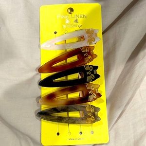 Pink linen accessories cat hair clips nwt